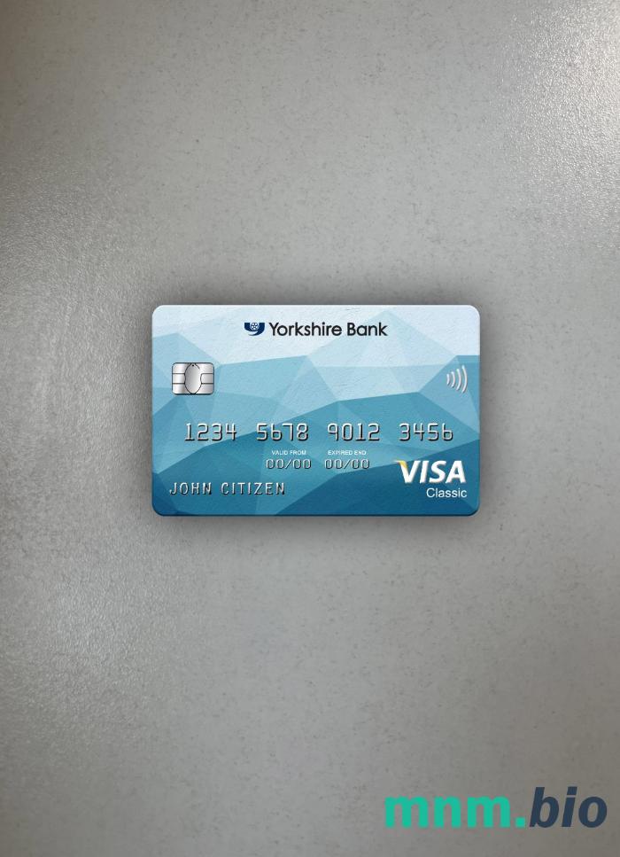 United Kingdom Yorkshire bank visa classic card wygląd fotograficzny skan PSD + zdjęcie